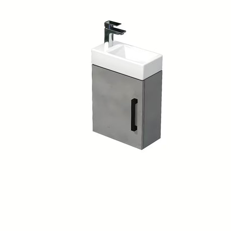 Závěsná koupelnová skříňka SAT Cube Way s keramickým umývátkem v dekoru betonu