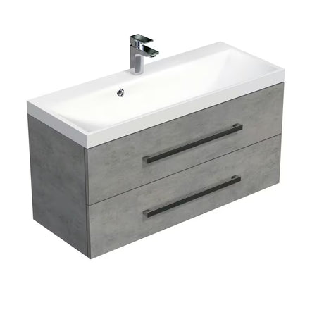 Závěsná koupelnová skříňka s umyvadlem SAT Cube Way v imitaci betonu 100x53x40 cm