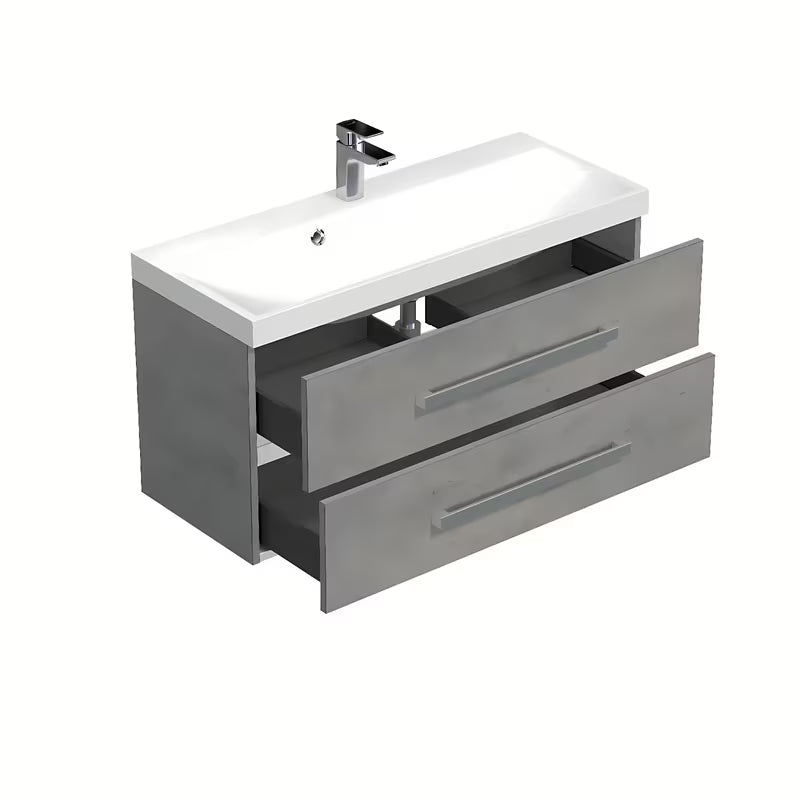Závěsná koupelnová skříňka s umyvadlem SAT Cube Way v imitaci betonu 100x53x40 cm