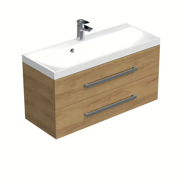 Závěsná koupelnová skříňka s umyvadlem SAT Cube Way v dekoru dub hickory