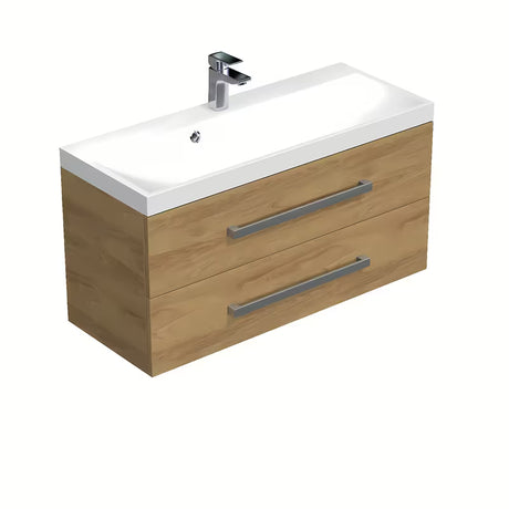 Závěsná koupelnová skříňka s umyvadlem SAT Cube Way v dekoru dub hickory