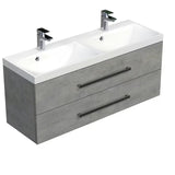 Závěsná koupelnová skříňka SAT Cube Way s dvojumyvadlem v dekoru beton 120x53x40 cm
