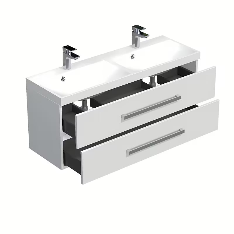 Závěsná koupelnová skříňka SAT Cube Way s dvojumyvadlem 120x40 cm v bílé barvě