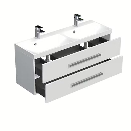 Závěsná koupelnová skříňka SAT Cube Way s dvojumyvadlem 120x40 cm v bílé barvě