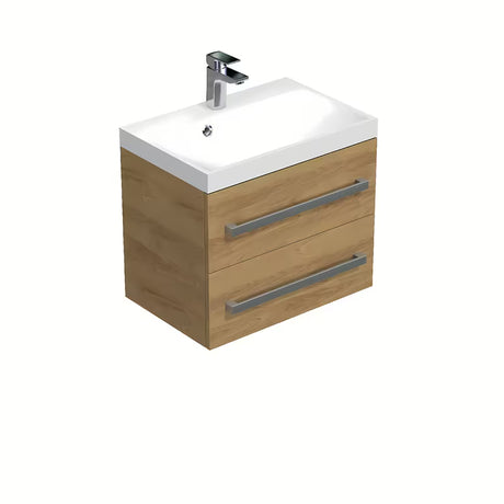 Závěsná koupelnová skříňka s umyvadlem SAT Cube Way v dekoru dub hickory, 60x40 cm