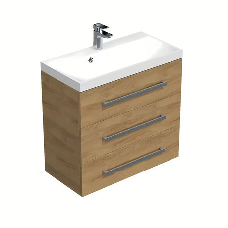 Závěsná koupelnová skříňka s umyvadlem SAT Cube Way v dekoru dub hickory