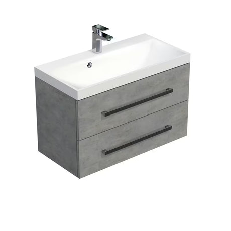 Závěsná koupelnová skříňka s umyvadlem SAT Cube Way 80x40x53 cm v imitaci betonu