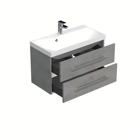 Závěsná koupelnová skříňka s umyvadlem SAT Cube Way 80x40x53 cm v imitaci betonu