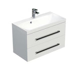 Závěsná koupelnová skříňka SAT Cube Way s umyvadlem z litého mramoru v bílém lesku 80x40 cm