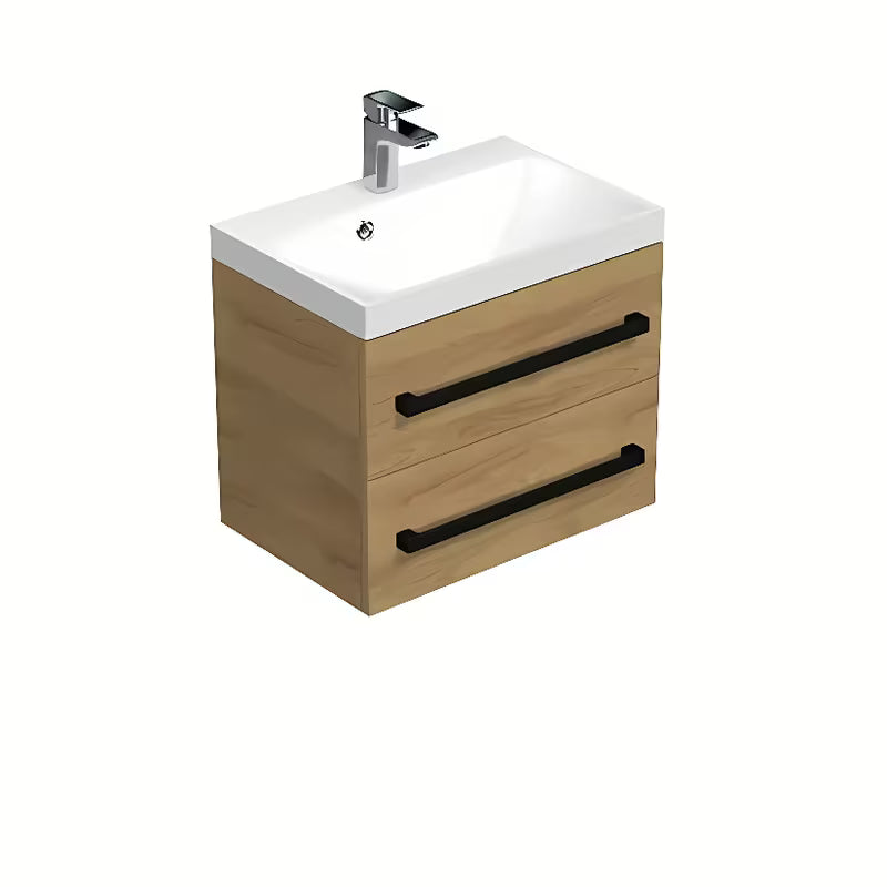 Závěsná koupelnová skříňka s umyvadlem SAT Cube Way v dekoru dub hickory, 60x40 cm