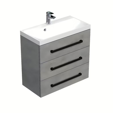 Závěsná koupelnová skříňka s umyvadlem SAT Cube Way v dekoru imitace betonu