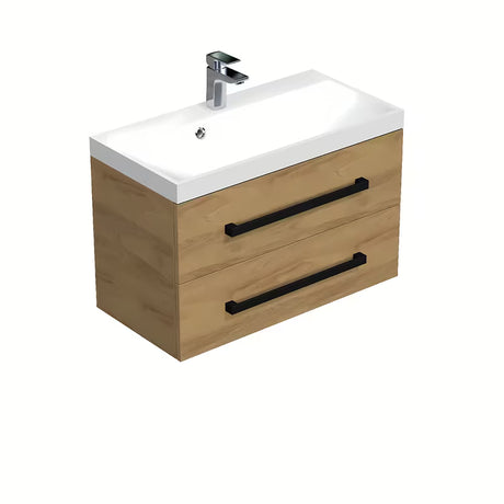 Závěsná koupelnová skříňka s umyvadlem SAT Cube Way 80x40 cm v dekoru dub hickory