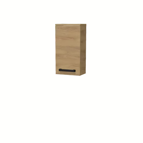 Nízká závěsná koupelnová skříňka SAT Cube Way v dekoru dub hickory s černými úchytkami