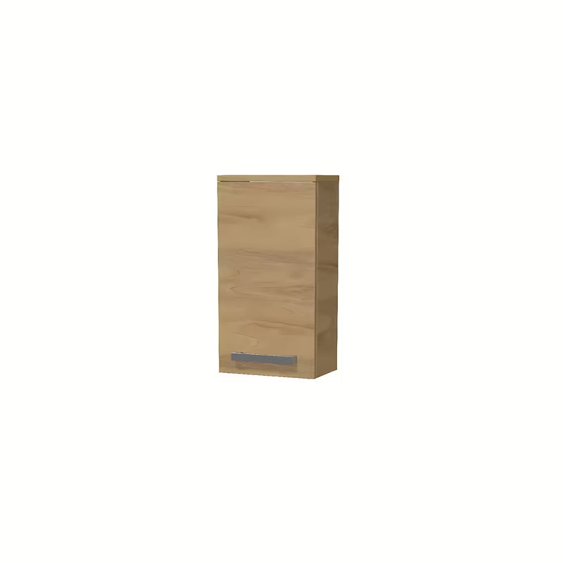 Závěsná koupelnová skříňka SAT Cube Way v dekoru dub hickory s chromovými úchytkami