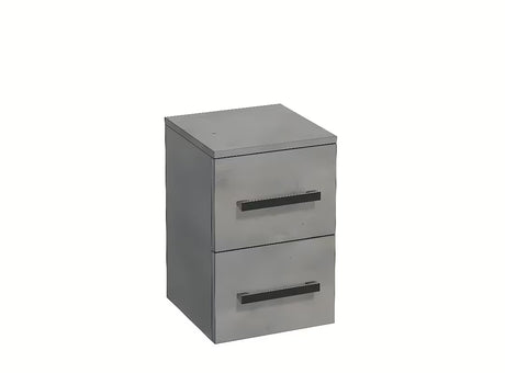 Nízká závěsná koupelnová skříňka SAT Cube Way v imitaci betonu s chromovými úchytkami