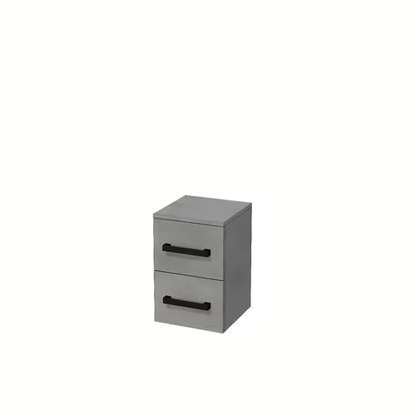 Nízká závěsná koupelnová skříňka SAT Cube Way v imitaci betonu s černými úchytkami