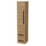 Vysoká koupelnová skříňka SAT Cube Way v dekoru dub hickory s černými úchytkami