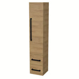 Vysoká koupelnová skříňka SAT Cube Way v dekoru dub hickory s černými úchytkami