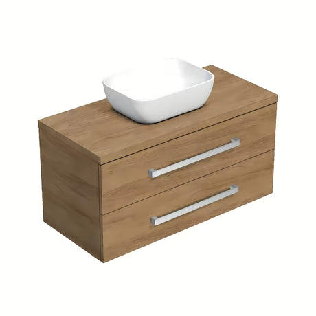 Závěsná koupelnová skříňka SAT Cube Way s krycí deskou v dekoru dub hickory