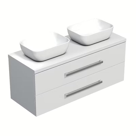 Závěsná koupelnová skříňka SAT Cube Way s deskou v bílém lesku 120x46x53 cm