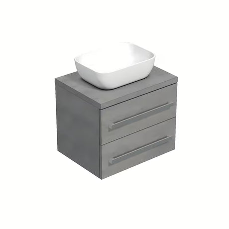 Závěsná koupelnová skříňka SAT Cube Way s deskou v imitaci betonu a zásuvkami s plnovýsuvem