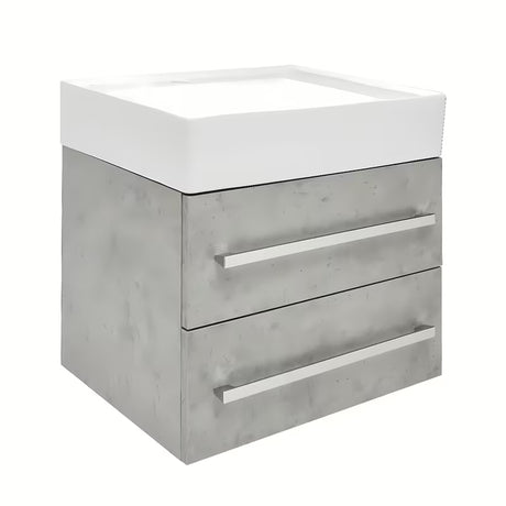 Závěsná koupelnová skříňka SAT Cube Way s keramickým umyvadlem v dekoru beton 60x46x53 cm