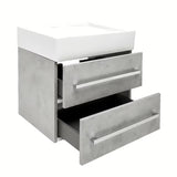 Závěsná koupelnová skříňka SAT Cube Way s keramickým umyvadlem v dekoru beton 60x46x53 cm