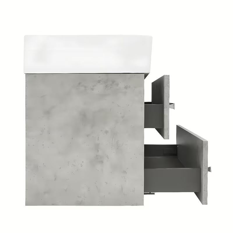 Závěsná koupelnová skříňka SAT Cube Way s keramickým umyvadlem v dekoru beton 60x46x53 cm