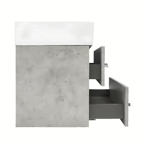 Závěsná koupelnová skříňka SAT Cube Way s keramickým umyvadlem v dekoru beton 60x46x53 cm