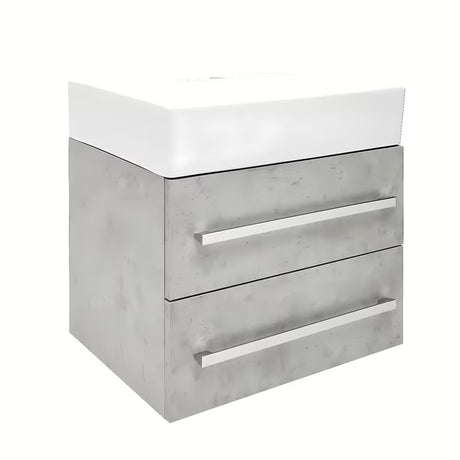 Závěsná koupelnová skříňka s keramickým umyvadlem SAT Cube Way 60x46 cm v dekoru beton