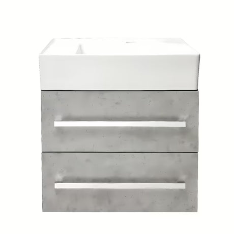 Závěsná koupelnová skříňka s keramickým umyvadlem SAT Cube Way 60x46 cm v dekoru beton