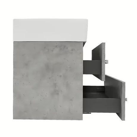 Závěsná koupelnová skříňka s keramickým umyvadlem SAT Cube Way 60x46 cm v dekoru beton