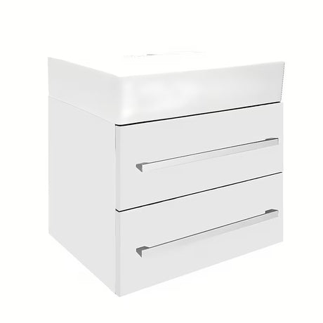 Závěsná koupelnová skříňka SAT Cube Way s keramickým umyvadlem v bílém lesku 60x46x53 cm.
