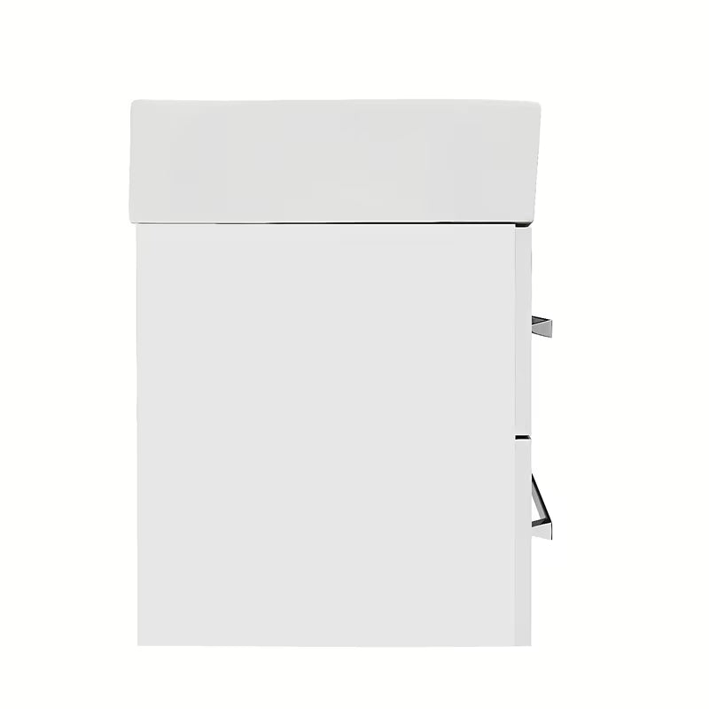 Viseča kopalniška omarica SAT Cube Way s keramičnim umivalnikom v beli sijajni barvi 60x46x53 cm.