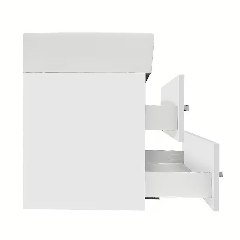 Viseča kopalniška omarica SAT Cube Way s keramičnim umivalnikom v beli sijajni barvi 60x46x53 cm.