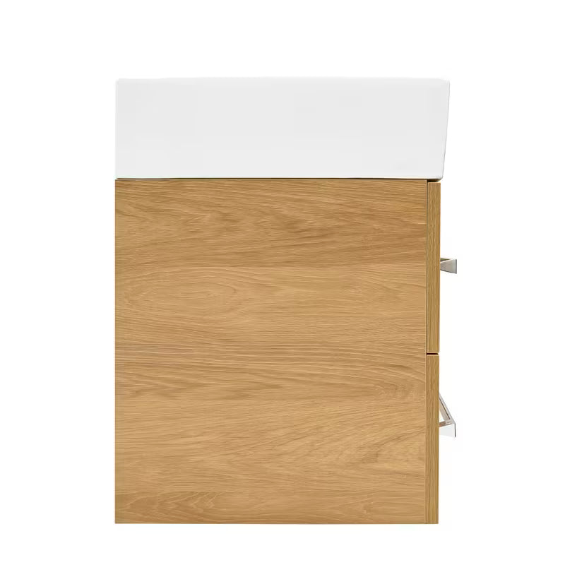 Závěsná koupelnová skříňka SAT Cube Way s keramickým umyvadlem v dekoru dub hickory 60x46x53 cm