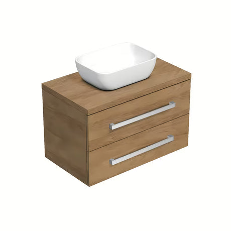 Závěsná koupelnová skříňka SAT Cube Way s krycí deskou v dekoru dub hickory