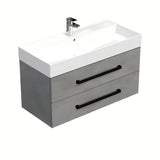 Závěsná koupelnová skříňka SAT Cube Way s keramickým umyvadlem v dekoru imitace betonu