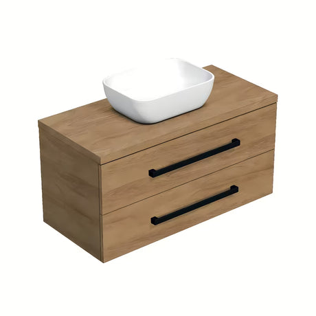 Závěsná koupelnová skříňka SAT Cube Way s deskou v dekoru dub hickory, 100x46x47,5 cm