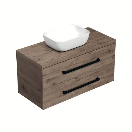 Závěsná koupelnová skříňka SAT Cube Way s krycí deskou v dekoru dub wellington 100x46x47,5 cm