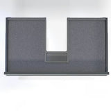Závěsná koupelnová skříňka SAT Cube Way s keramickým umyvadlem v bílém lesku a černými úchytkami