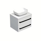 Závěsná koupelnová skříňka SAT Cube Way s krycí deskou v bílém lesku a černými úchytkami