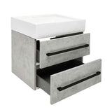 Závěsná koupelnová skříňka s keramickým umyvadlem SAT Cube Way v dekoru beton 60x46x53 cm