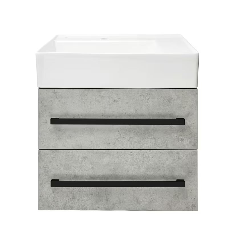 Závěsná koupelnová skříňka s keramickým umyvadlem SAT Cube Way v dekoru beton 60x46x53 cm