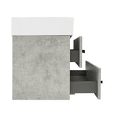 Závěsná koupelnová skříňka s keramickým umyvadlem SAT Cube Way v dekoru beton 60x46x53 cm