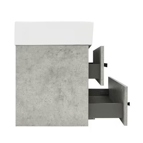 Závěsná koupelnová skříňka s keramickým umyvadlem SAT Cube Way v dekoru beton 60x46x53 cm