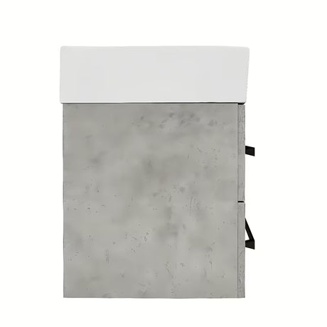 Závěsná koupelnová skříňka s keramickým umyvadlem SAT Cube Way v dekoru beton, 60x46x53 cm.