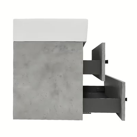 Závěsná koupelnová skříňka s keramickým umyvadlem SAT Cube Way v dekoru beton, 60x46x53 cm.