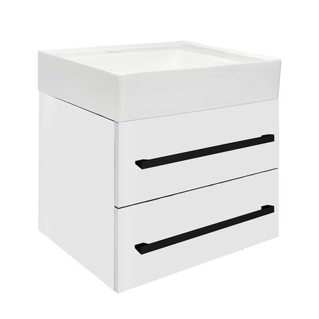 Závěsná koupelnová skříňka s keramickým umyvadlem SAT Cube Way v bílém lesku 60x53x46 cm