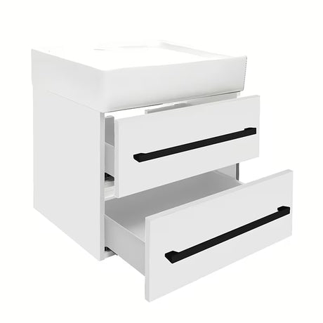 Závěsná koupelnová skříňka s keramickým umyvadlem SAT Cube Way v bílém lesku 60x53x46 cm